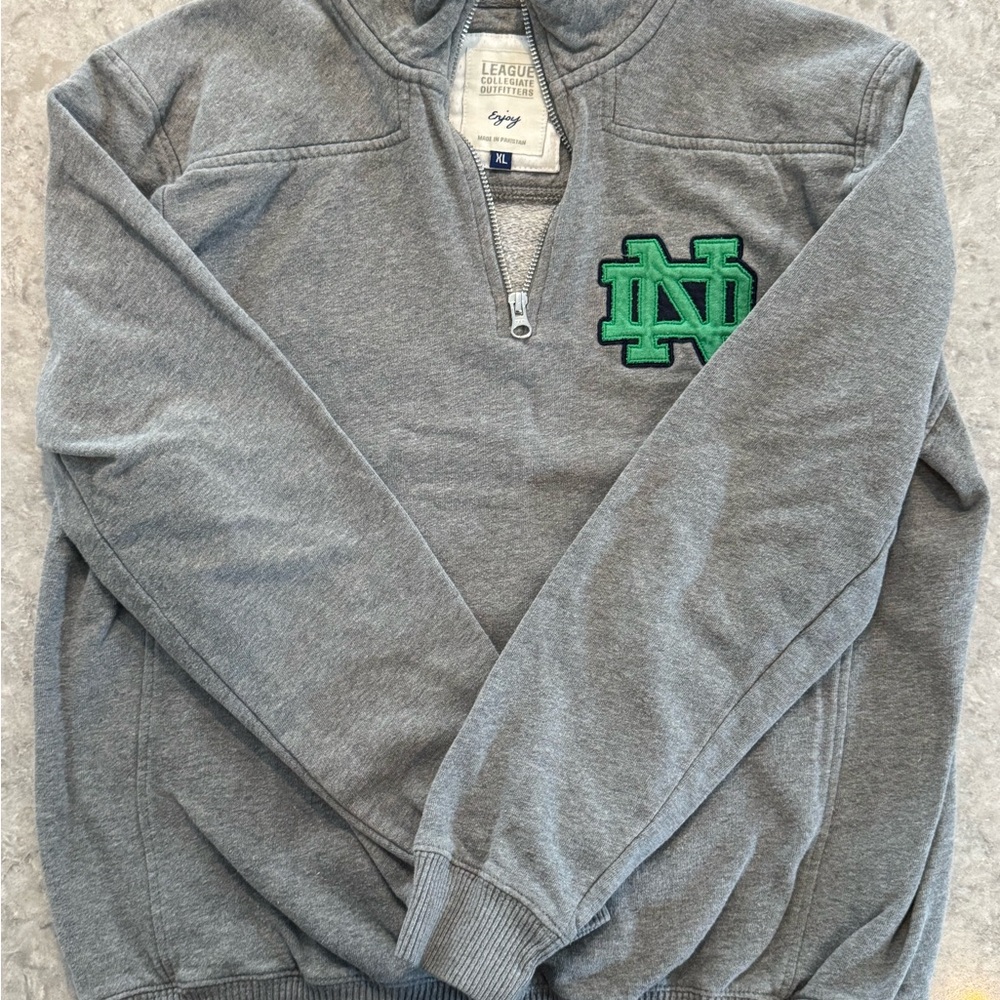 EUC League Collegiate Outftrs Notre Dame Gray Women's Quarter Zip-Up Sweatshirt